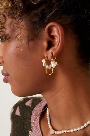 Earrings with dangling pearls Gold Stainless Steel h5 Picture2